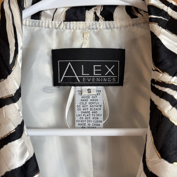 Alex Evenings Blazer Womens Small Silver Black Tie Closure‎ - Picture 2 of 10